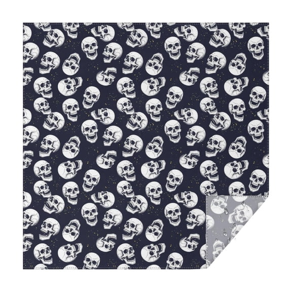 Navy Skull Pattern Square Tablecloth,Waterproof Square Table Cover,Wipeable Spillproof Washable Table Cover for Home Kitchen Party Decor 42"X42"(107x107cm)