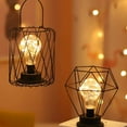thumbnail image 3 of Lámpara de mesa de alambre de metal negro, luz de noche estilo jaula de cesta de hierro moderna, lámpara de noche retro, luz de estacionamiento, diamante de hierro brillar Hogar, 3 of 5
