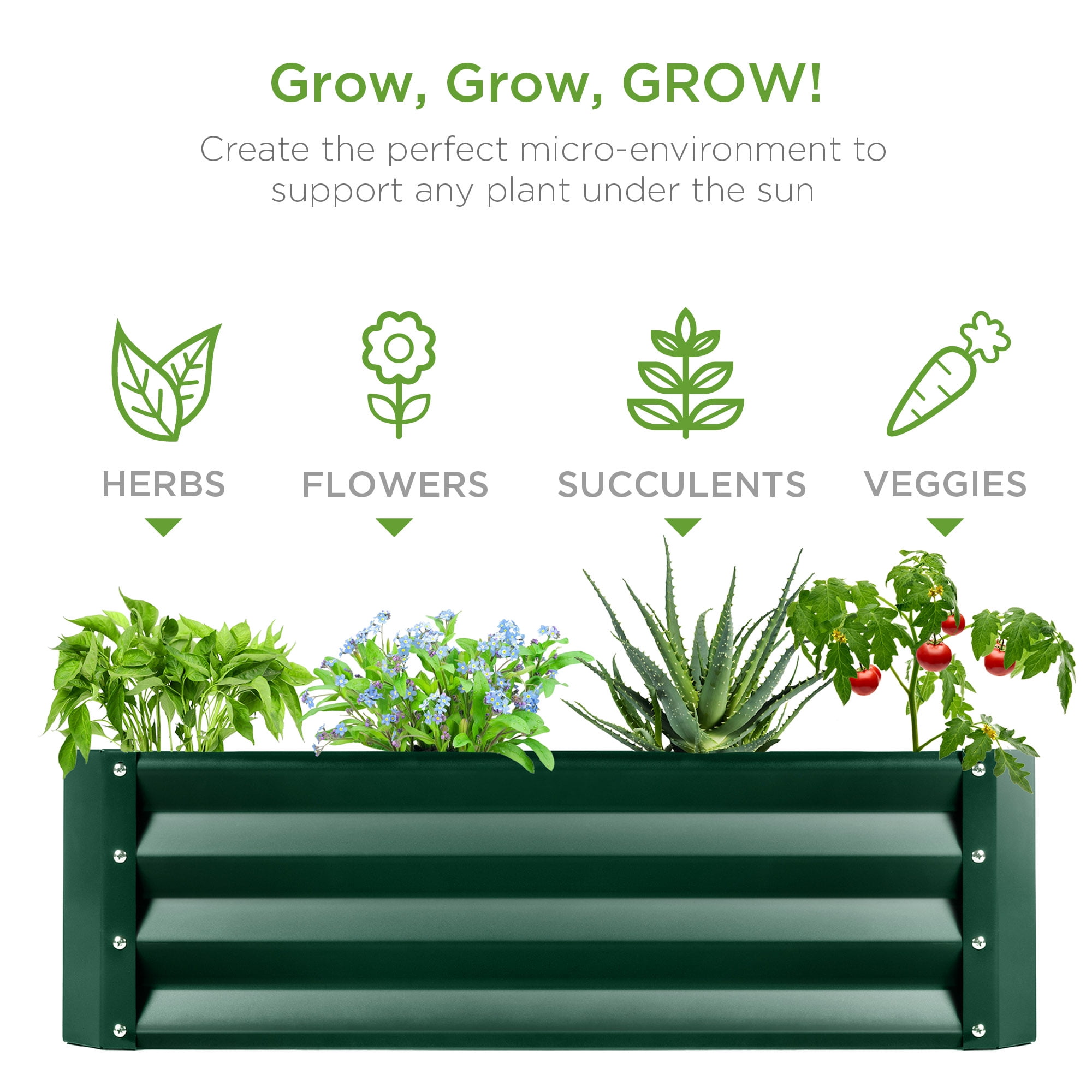 Best Choice Products 6x3x1ft Outdoor Metal Raised Garden Bed for Vegetables, Flowers, Herbs, Plants - Dark Green