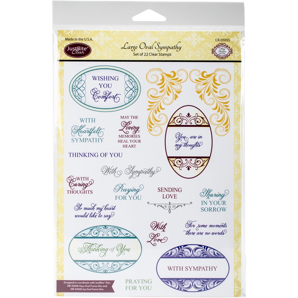 JustRite Papercraft Clear Stamps 6"X8"Large Oval Sympathy