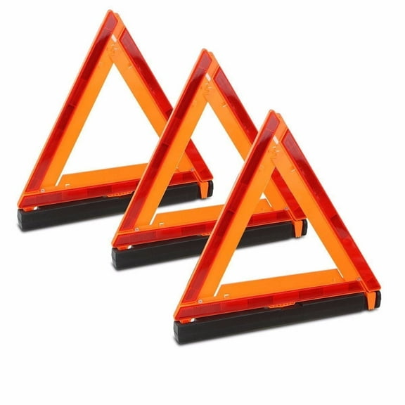 Stark USA 3 Pack Warning Triangle DOT Approved, Foldable Emergency Safety Reflective Triangles for Roadside Vehicles Breakdown With Carrying Case