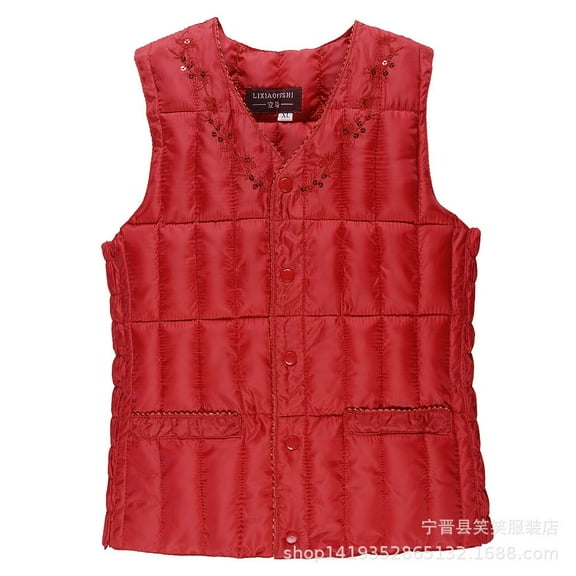 Fiaer Womens Button Vest Sleeveless Fashion Solid Color Plaid Tanks Slim Fit Warm Button down Tops Pockets Red One Size