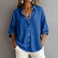 thumbnail image 2 of Fesfesfes Fashion Women's Casual Blouses Solid V-Neck Styles with Hem Slits and Loose Fitting Featuring Button Details That Enhance Chaming, 2 of 7