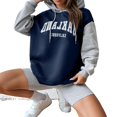 Casual Colorblock Hooded Pullover Navy Blue Women Sweatshirts