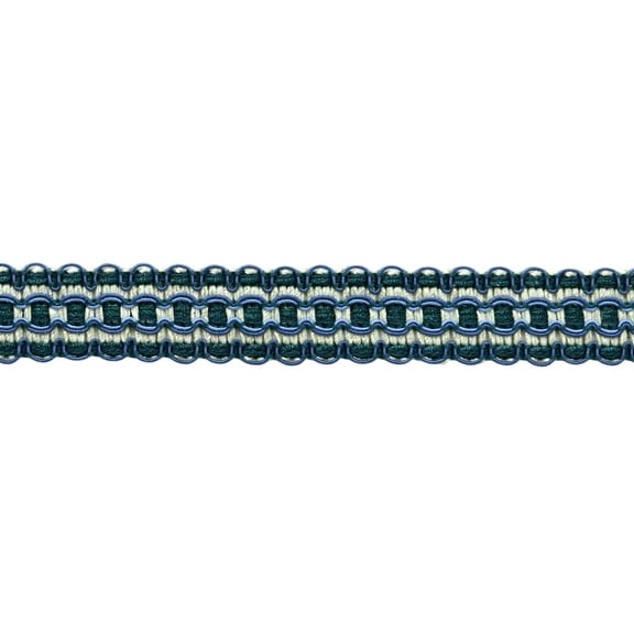 1" (2.5cm) Veranda Collection Lavish Gimp Braid Trim # 0100VG, Polar Blue #VNT24 (Turquoise Blue, Dark Blue, White Ivory) Sold By The Yard (36"/3 ft/0.9m)