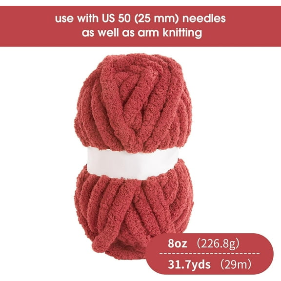 Minzimin Country Blue Chenille Yarn for Crocheting, Bulky Thick Fluffy Yarn for Knitting,Super Bulky Chunky Yarn for Hand Knitting Blanket, Soft Plush Yarn, 1 Jumbo Pack (27 yds,8 oz Each Skein)