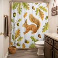 thumbnail image 3 of Thanksgiving Shower Curtain - Water Repellent Fabric Shower Curtains Washable, Fall Squirrel Green Orange Leaves Cones Decorative Polyester Cloth Bathroom Curtains Modern Bath Decor 72"x84", 3 of 8