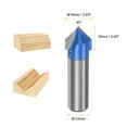 thumbnail image 2 of Router Bit 1/2" Shank 5/8" Dia 90 Degree V Type End Mill Carbide Edge Trimmer, Blue, 2 of 5