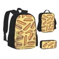 thumbnail image 2 of Naloa Hot Dogs Print Large Capacity Backpack Lunch Bag Pencil Case Combination 3 Piece Set for Student, 2 of 8