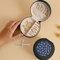 thumbnail image 5 of Yiaed Anchors and Nautical Print Travel Jewelry Case Bridesmaid Gift Boxes Jewelry Travel Organizer Small Round Jewelry Box Mini Storage-Black, 5 of 7