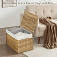 thumbnail image 2 of 135L Wicker Storage Basket with Lid, Handwoven Large Shelf Basket with Removable Liner, 35.7 Gallon Wicker Basket for Blanket, Storage Trunk with Handle for Closet, Bedroom, Livingroom, Natural, 2 of 14