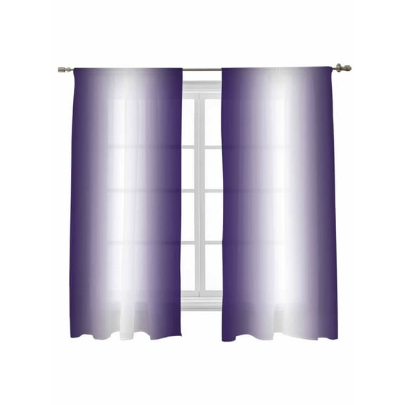 Purple Gradient Sheer Curtains 63 Inch Long 2 Panels, Countryside Farmhouse Abstract Light Filtering Rod Pocket Semi Sheer Curtains, Sheer Voile Drapes for Living Room Bedroom, 52"x63"