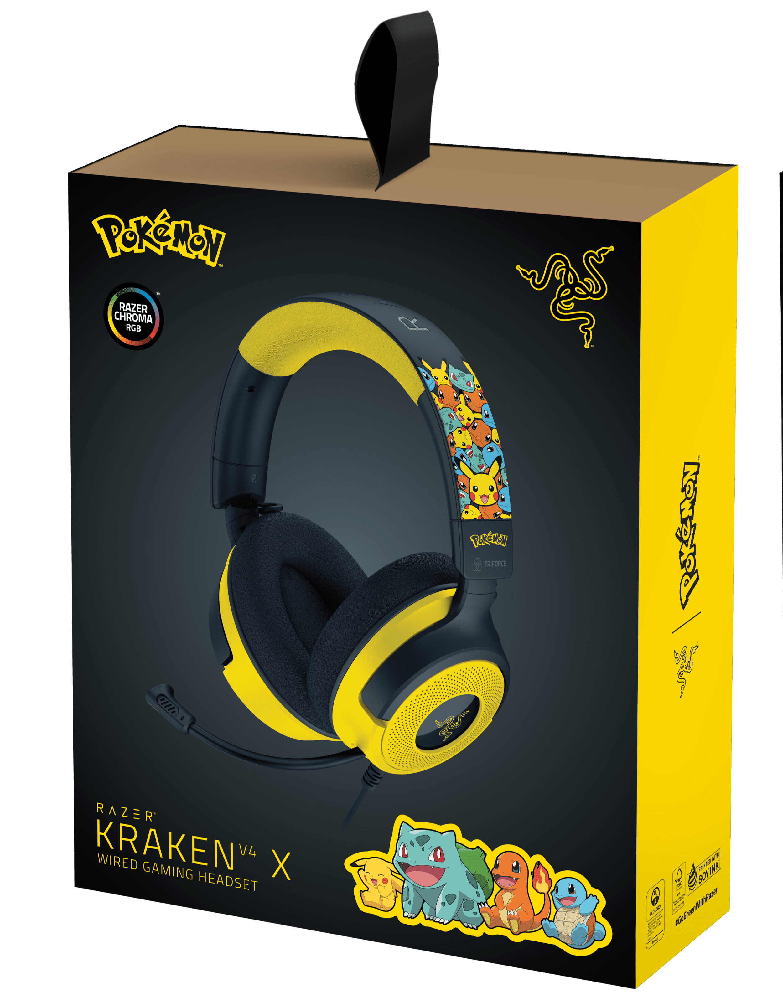 Razer Kraken V4 X USB Wired Gaming Headset, Pokémon Kanto Starters