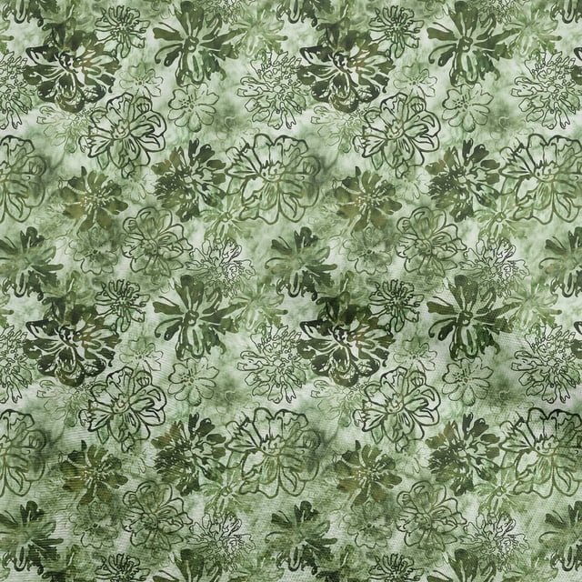 oneOone Viscose Chiffon Green Fabric Abstract Floral Craft Projects Decor Fabric Printed By The Yard 42 Inch Wide