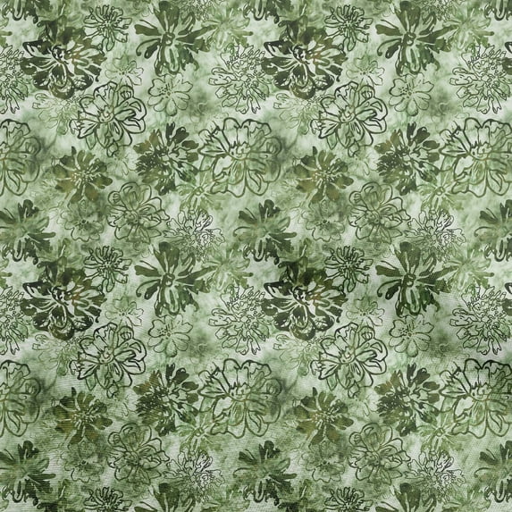 oneOone Viscose Chiffon Green Fabric Abstract Floral Craft Projects Decor Fabric Printed By The Yard 42 Inch Wide