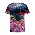 thumbnail image 4 of Hauts d'Été Grande Taille Femmes Décontracté Femmes Été Blouse Imprimée T-Shirts Décontractés Col en V Manches Courtes T-Shirts Hauts Col en V T-Shirt Femmes en Liquidation, 4 of 5