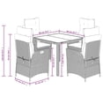 thumbnail image 4 of vidaXL 5 Piece Garden Dining Set with Cushions Black Poly Rattan, 4 of 6