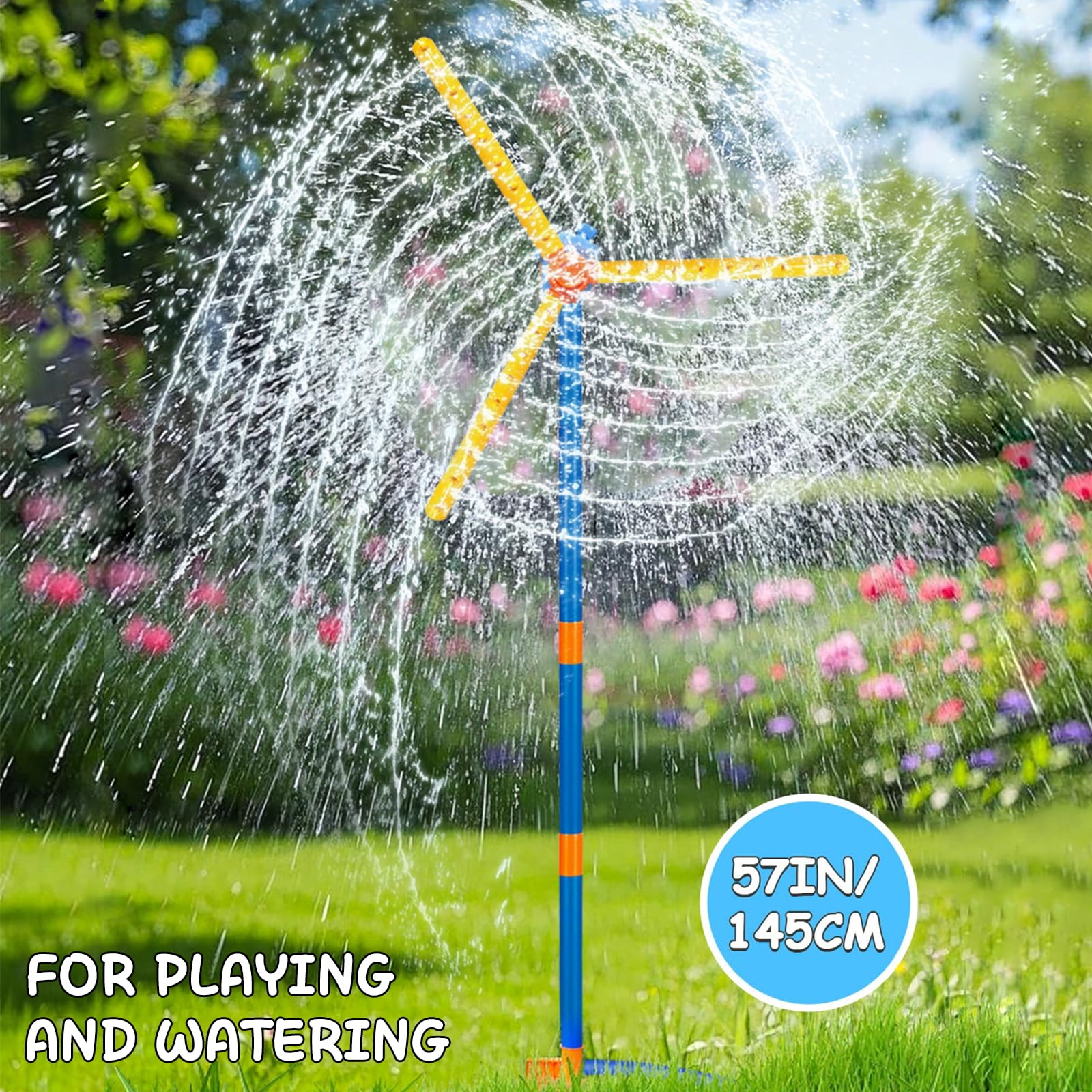 PMHZI 63-inch Kids Water Sprinkler Toy with 36 Nozzles, 360° Rotating Outdoor Spray, Upgraded Lawn Sprinkler for Toddlers Backyard Play