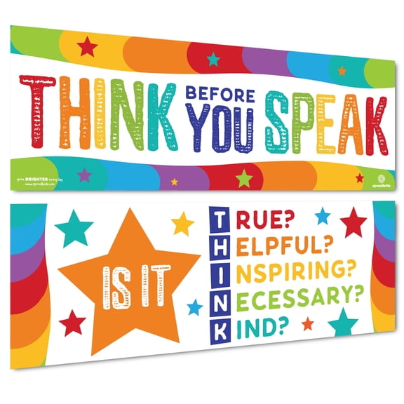 Sproutbrite Think Before You Speak Bulletin Board Banner, Multicolor