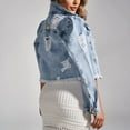 thumbnail image 4 of Vedolay Coats Denim Jacket for Women Long Sleev Jean Jacket Loose Coat,Blue S, 4 of 5