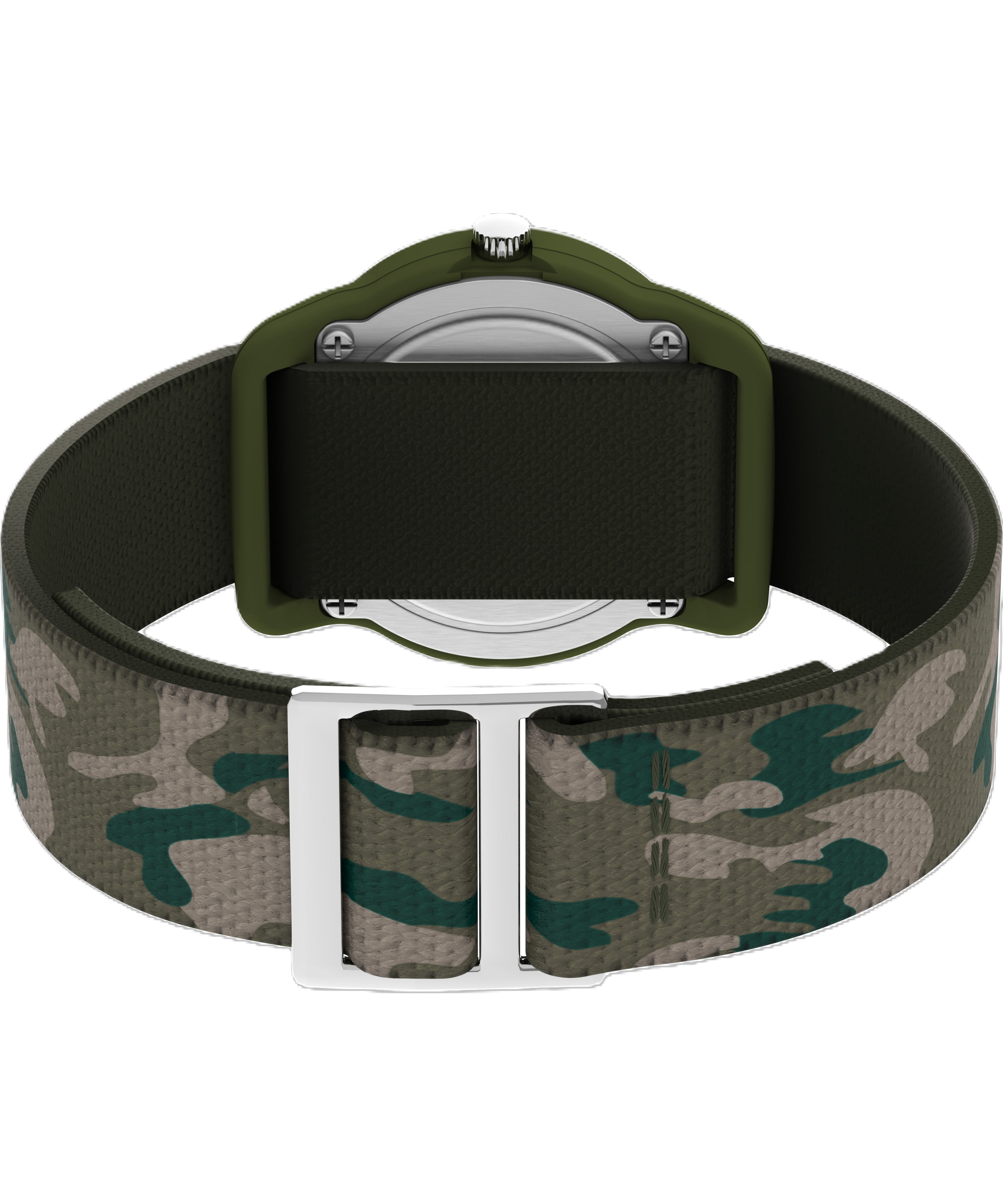 Kids' Green Analog Watch, Camo Elastic Fabric Strap
