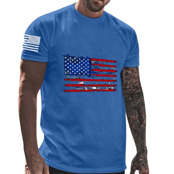 Mens Casual Pantalones Cortos Cuello Redondo Gradación Impresión Suéter Camiseta, Blusa Deportiva de Fitness para Hombres