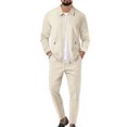 thumbnail image 1 of FOCUSNORM Men’s 2 Piece Tracksuit Set Long Sleeve Zip Up Waffle Jacket + Pants Set Loungewear Sweatsuit, 1 of 5