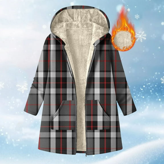 HOMBOM Coats for Women Winter Parka Outerwear Soft Thermal with Hood Ladies Jackets with Pockets Fleece Lined