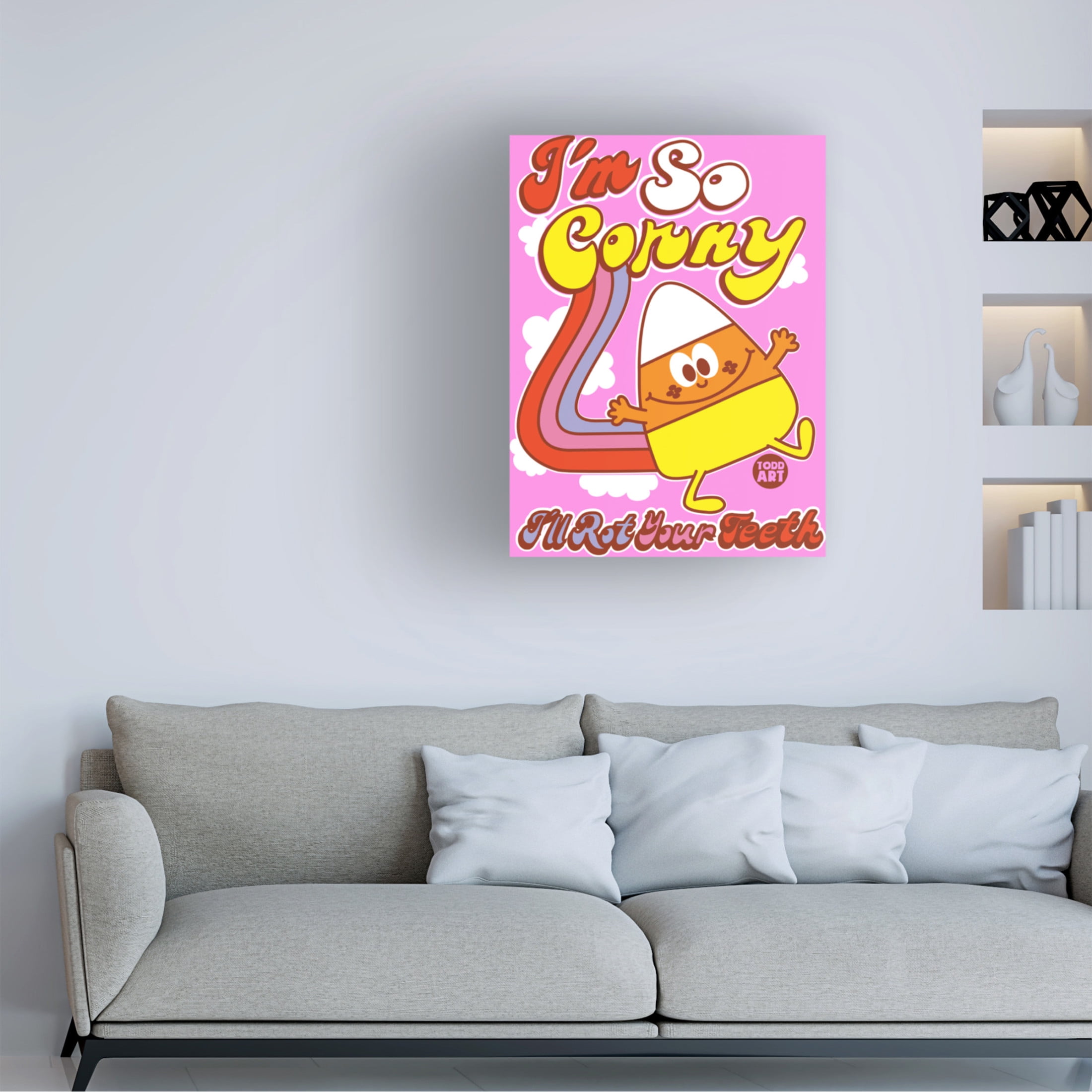 Canvas Wall Art - toddart 'Funshine Candy Corn' Wall Art for Living Room, Bedroom, or Office Décor by Trademark Fine Art - 18 x 24 Inches