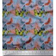 thumbnail image 1 of Soimoi Grey Silk Fabric Colorful Butterfly Printed Fabric 1 Yard 42 Inch Wide, 1 of 5