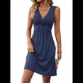 thumbnail image 1 of Vestidos de Verano para Mujer, con Escote en V y Nudo Frontal, Sin Mangas, Corte A, para Fiestas en la Playa o Vacaciones Azul M, 1 of 9