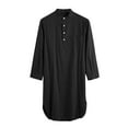 thumbnail image 5 of Holiday Clearance! ZVNAΖH Mens Robe Button Down Long Sleeve Henley Linen Thobe Casual Side Split Gown Shirt Loungewear, 5 of 9