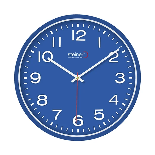 Reloj De Pared Steiner Analógico 30 Cm Segundero Silencioso Azul