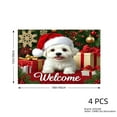 thumbnail image 4 of JOOCAR Christmas Dog Welcome Holiday Scene Linen Table Mats Set of 4 for Home Kitchen Table Decor 12x18 inch, 4 of 5