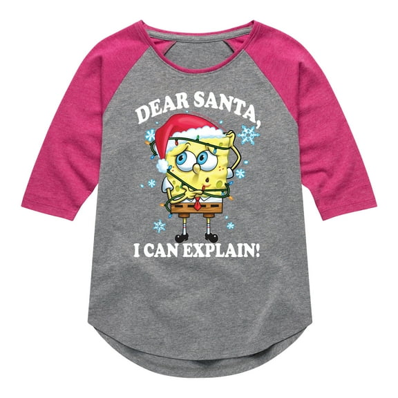 SpongeBob SquarePants - Dear Santa - Toddler And Youth Girls Raglan Graphic T-Shirt