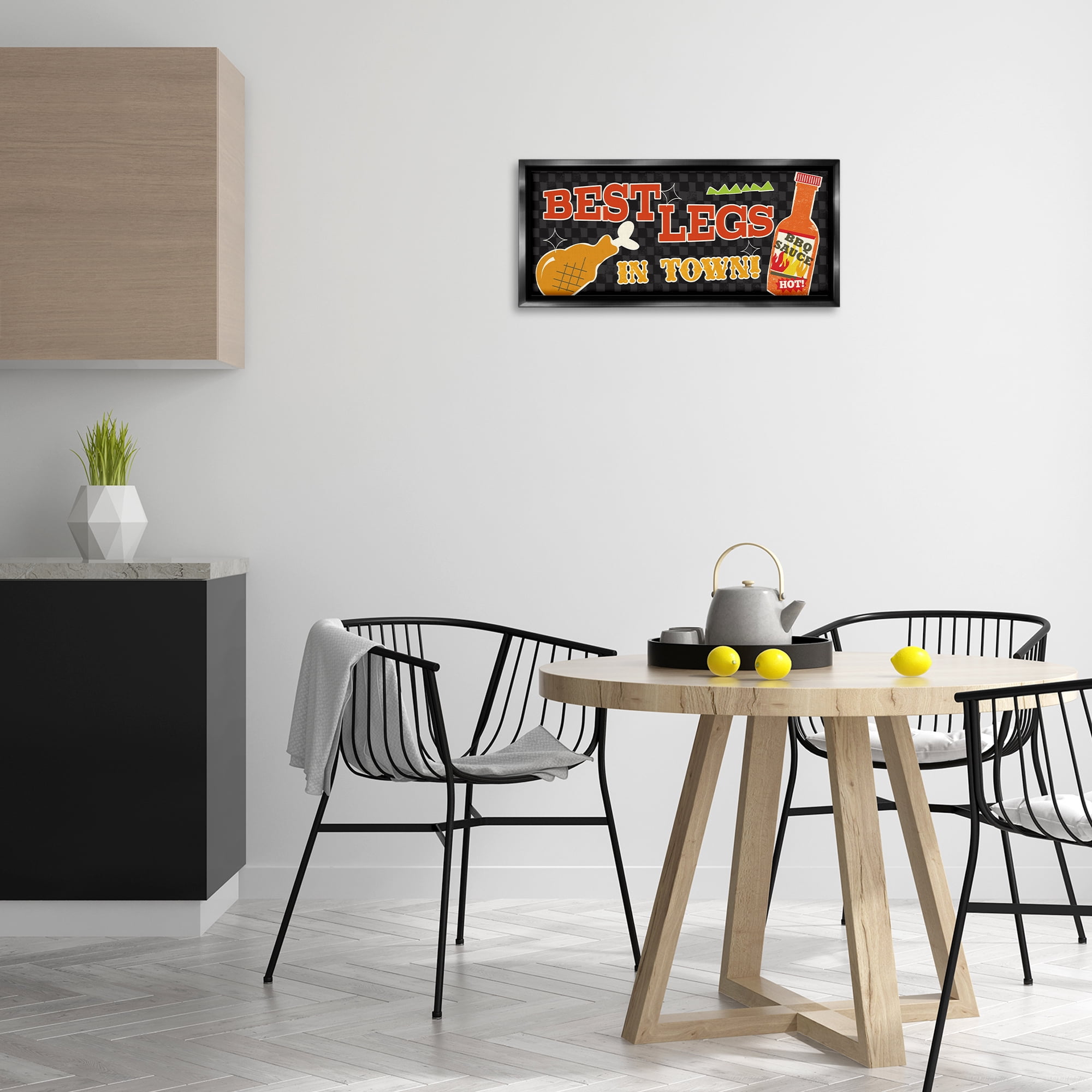 Stupell Industries Best Legs in Town Food & Beverage Painting Black Floater Framed Canvas Art Print Wall Art, 25 x 11