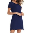 thumbnail image 6 of IROINNID Clearance Cocktail Dress for Women Wedding Guest Summer Home Thin Curling Solid Color Home Dress Cocktail Dress,Navy, 6 of 7