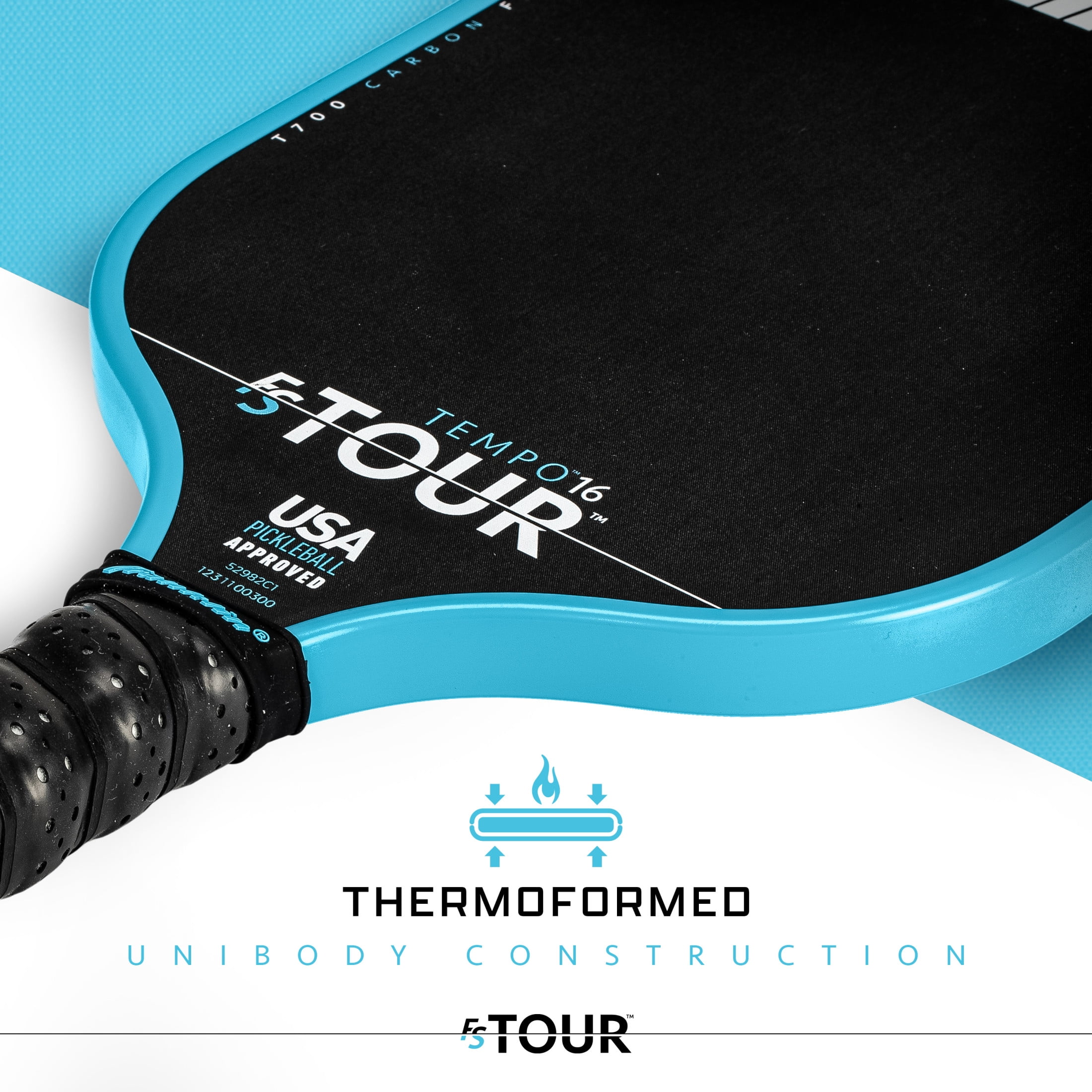 Franklin Sports Pro Pickleball Paddles - FS Tour Series Carbon Fiber Pickleball Paddles - Official USA Pickleball (USAPA) Approved Paddles - Tempo Pro Player Paddle - 16mm Polymer Core - Blue