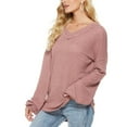 thumbnail image 2 of Honeeladyy Women's Casual Fashion Long Sleeve Color Sweater Loose Pullover V-Neck Sweater, 2 of 8
