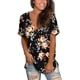 thumbnail image 1 of SAMPEEL - Camiseta de manga corta con cuello en V y estampado floral para mujer Zhivalor HMYH038-5, 1 of 5