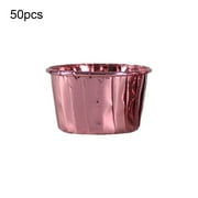 Yesbay 50Pcs Non-stick Oil Proof Muffin Cup Paper Wrapping Edge Cupcake Liner Party Supplies,Rose Gold