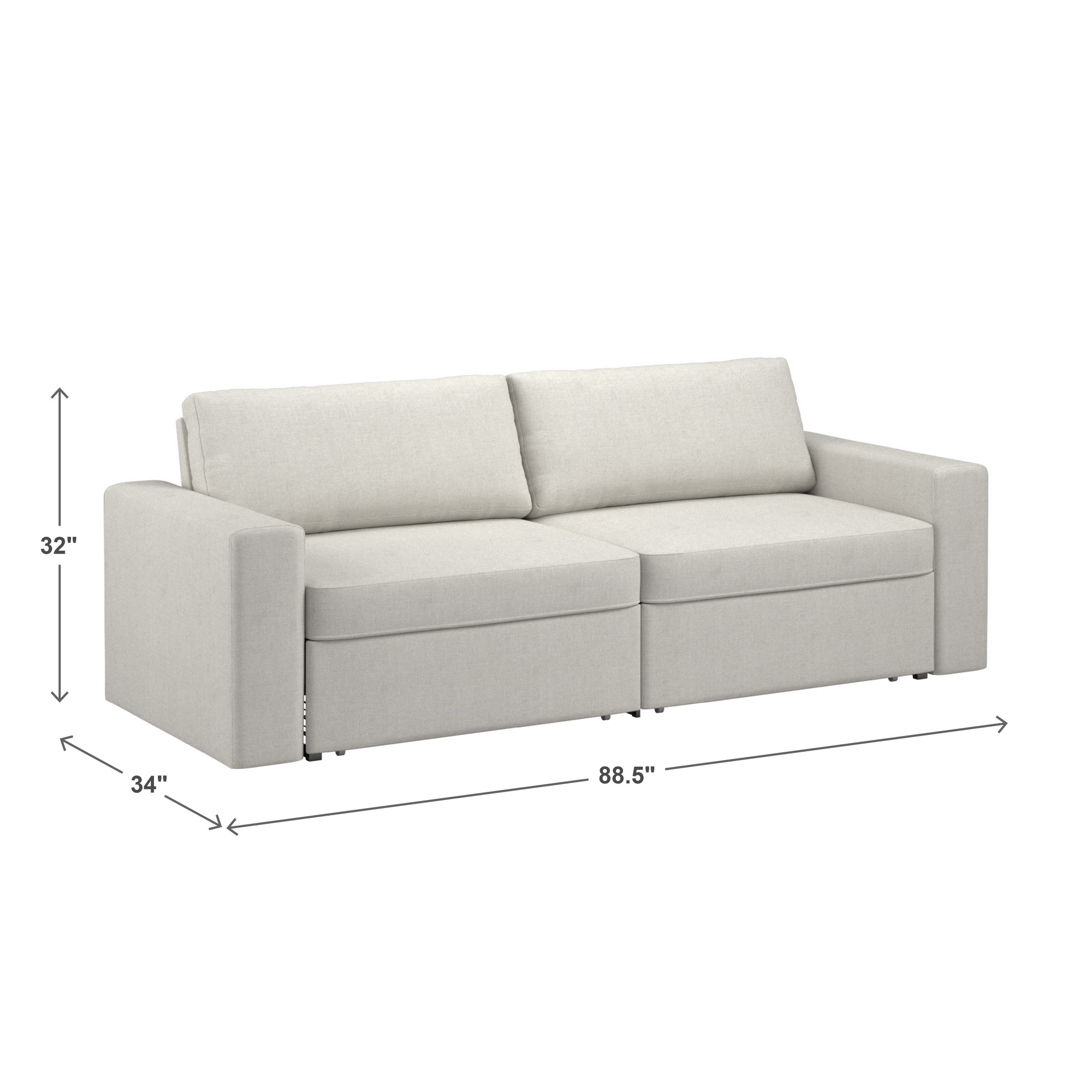 Weston Home Glen Park Upholstered Sofa with 2 Hidden Metal Wire Storage Drawers, Ivory