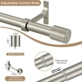 thumbnail image 5 of Brushed Nickel Curtain Rods with Cap Finials, Single 72-144" Adjustable Decorative Drapery Rods, 5 of 14