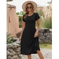 thumbnail image 5 of Zeagoo Summer Dresses for Women 2025 Casual Midi Dress A Line Pleated Sundress Short Sleeve Dress Flare Sundress, 5 of 10