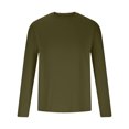 thumbnail image 3 of CQONEPT Men's Long Sleeve Shirts Crewneck Lightweight Tunic Tops Comfortable Undershitrts Dressy Casual Tunic Tops Army Green XL, 3 of 5