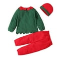 thumbnail image 3 of Toddler Boys Christmas Elf Christmas Santa Outfits with Santa Hat Xmas Clothes for Baby Boys Girls 12-18 Months, 3 of 8