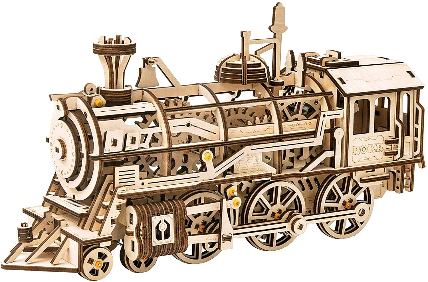 ROKR DIY Wooden Locomotive Model Kits Mechanical Toy Gift for Adult Teen Boy Kid 