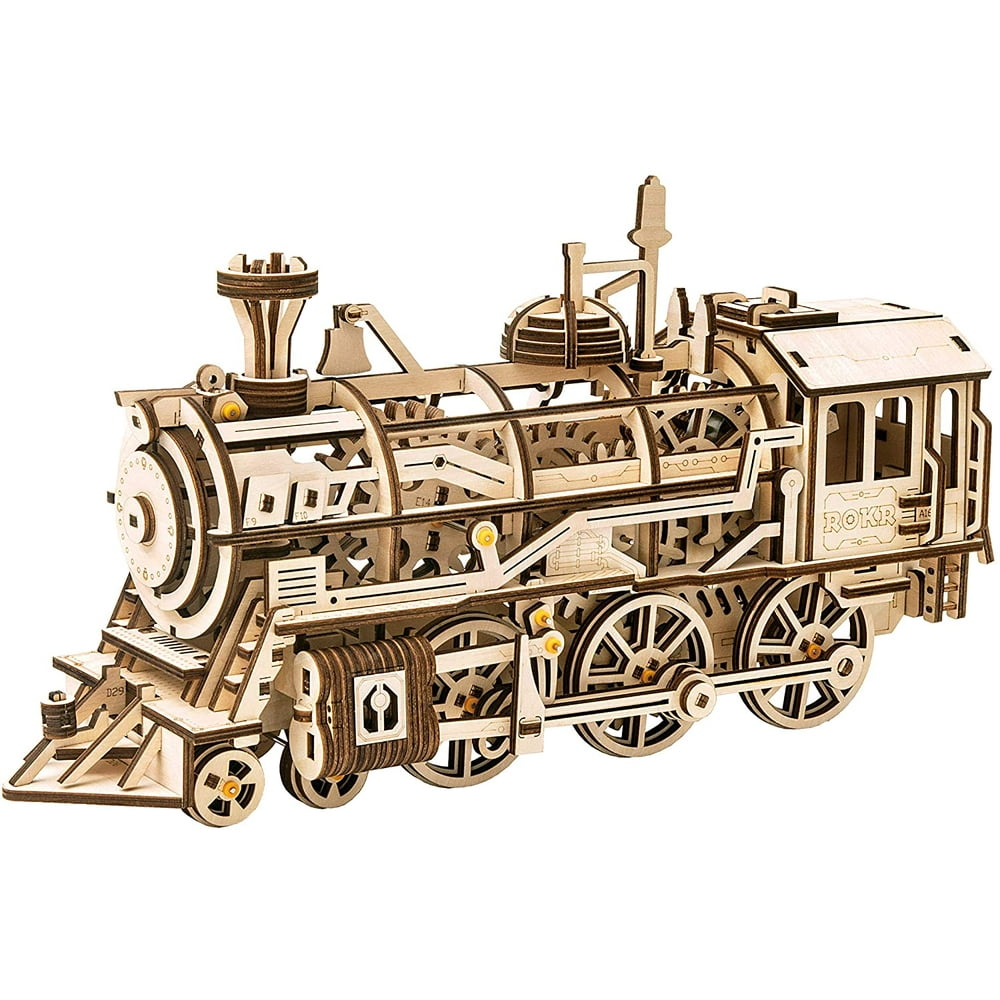 RORK Mechanical Gear 3D Wooden Puzzle Craft Toy, Gift for Adults Men Women, Age 14+, Train