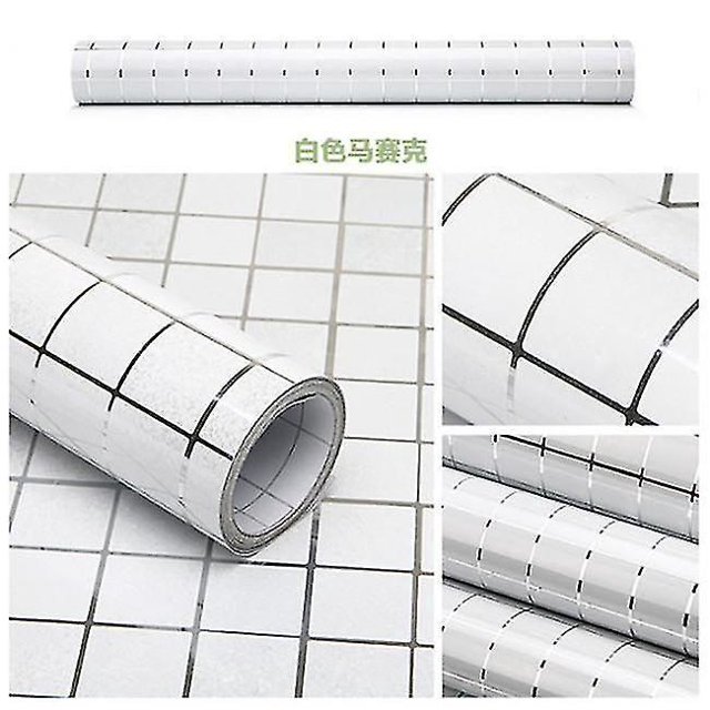 Mosaic Film Waterproof Oil-proof Heat-resistant Wall Sticker DIY Home Decoration White