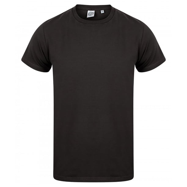 Skinni Fit Men - Camiseta elástica de manga corta con cuello de pico V Tacto suave Modelo Feel Good hombre caballero (Negro)
